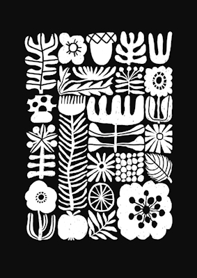 Blommig tetris i svartvitt 2