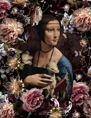 Damen med hermelin og blomster