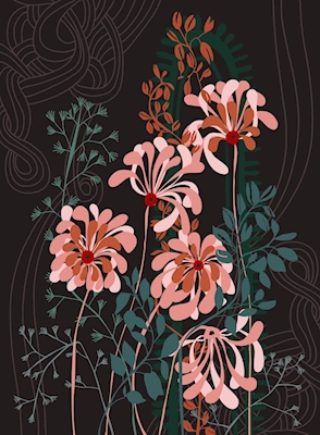Art deco florals taupe brown
