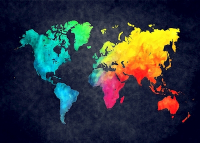 Värikäs maailmankartta