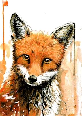 Watercolor golden fox
