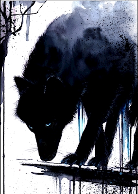 Watercolor Wolf - The Dark One