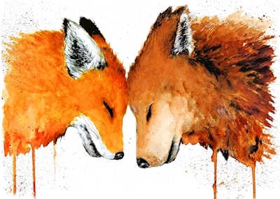 Fox and Wolf Watercolor 