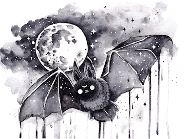 Galaxy Bat with Moon