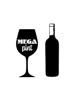 Mega pint with wine bottle