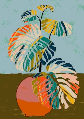colorful monstera leaves