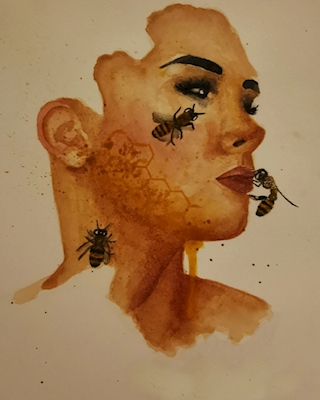 Portrait avec des abeilles