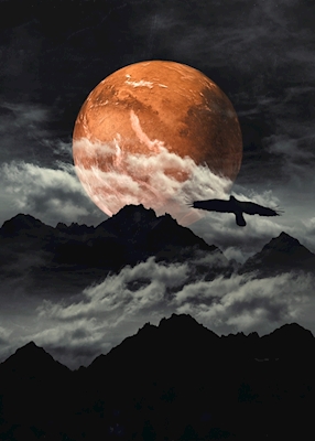 Planeten Mars över Bergen