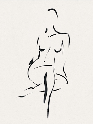 Istuva nainen alasti