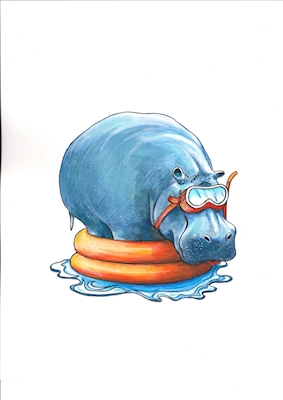nijlpaard in bad