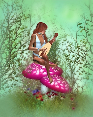 Girl playing a lute