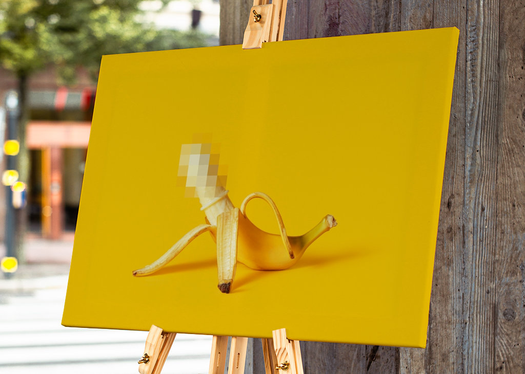 Censored banana. Sex concept
