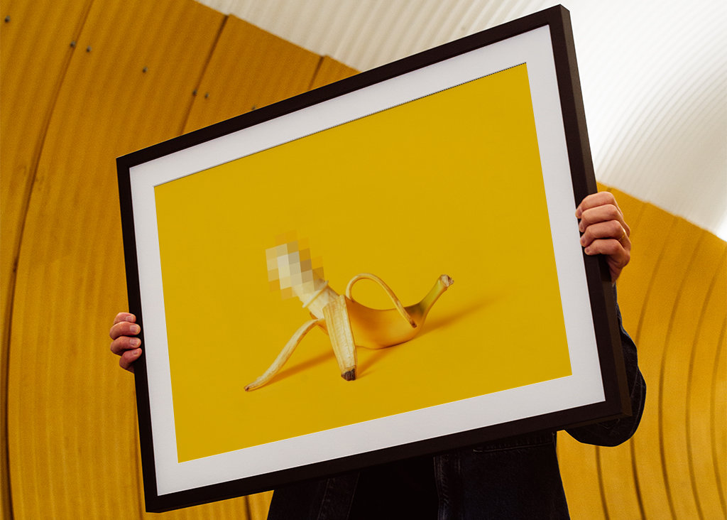 Censored banana. Sex concept