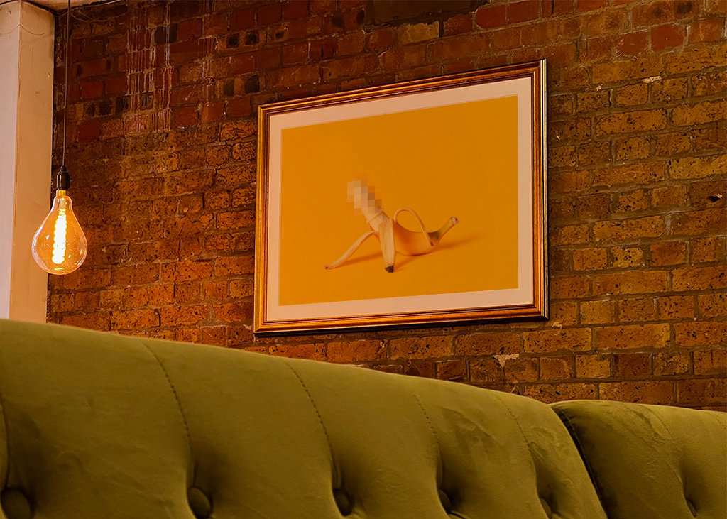 Censored banana. Sex concept