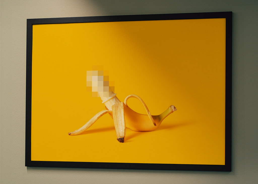 Censored banana. Sex concept