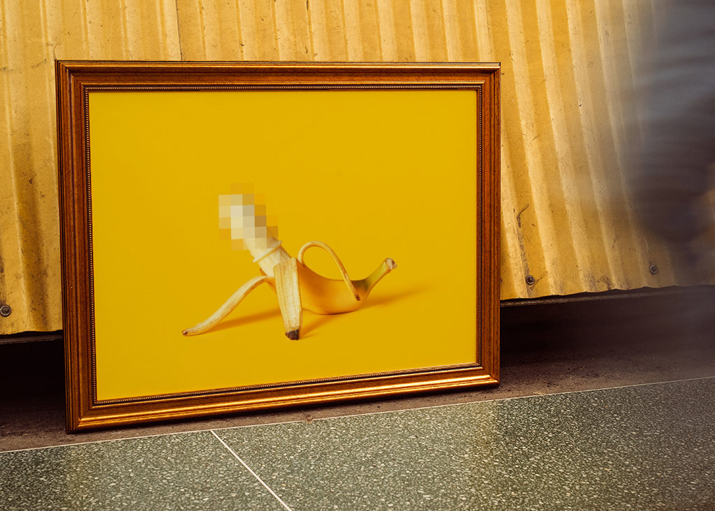 Censored banana. Sex concept