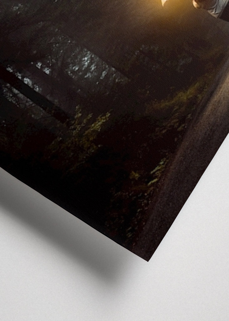 Girl with umbrella in forest