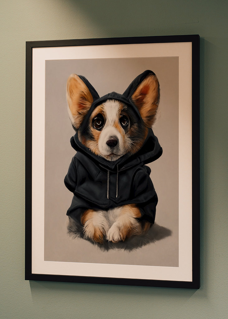 Corgi i kapucnis pulóver