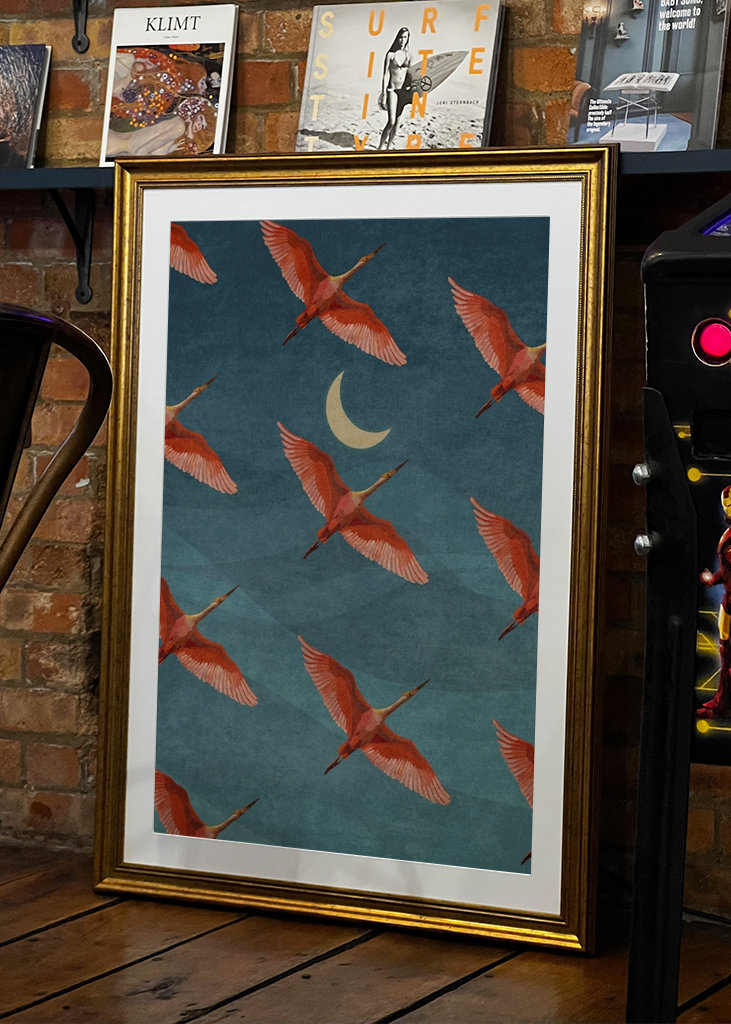 Jeřábi na noční obloze