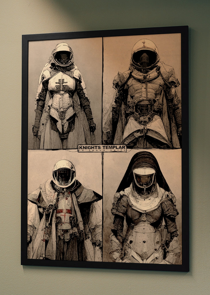 Caballeros Templarios con trajes espaciales