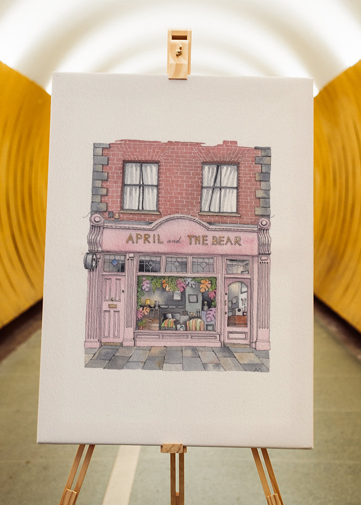 April og Bear aquarel 