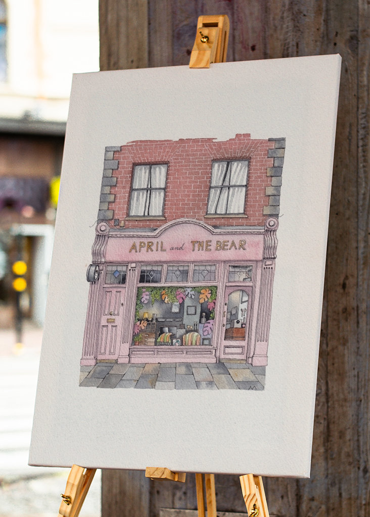 April og Bear aquarel 