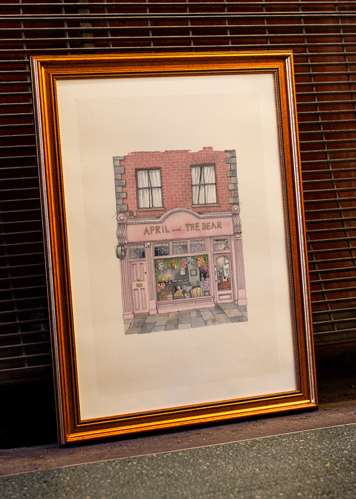 April og Bear aquarel 