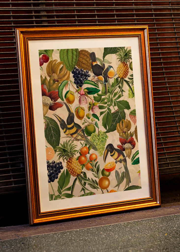 Jardín de pájaros tropical vintage