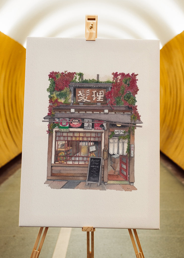 Japanischer Friseur im Herbst