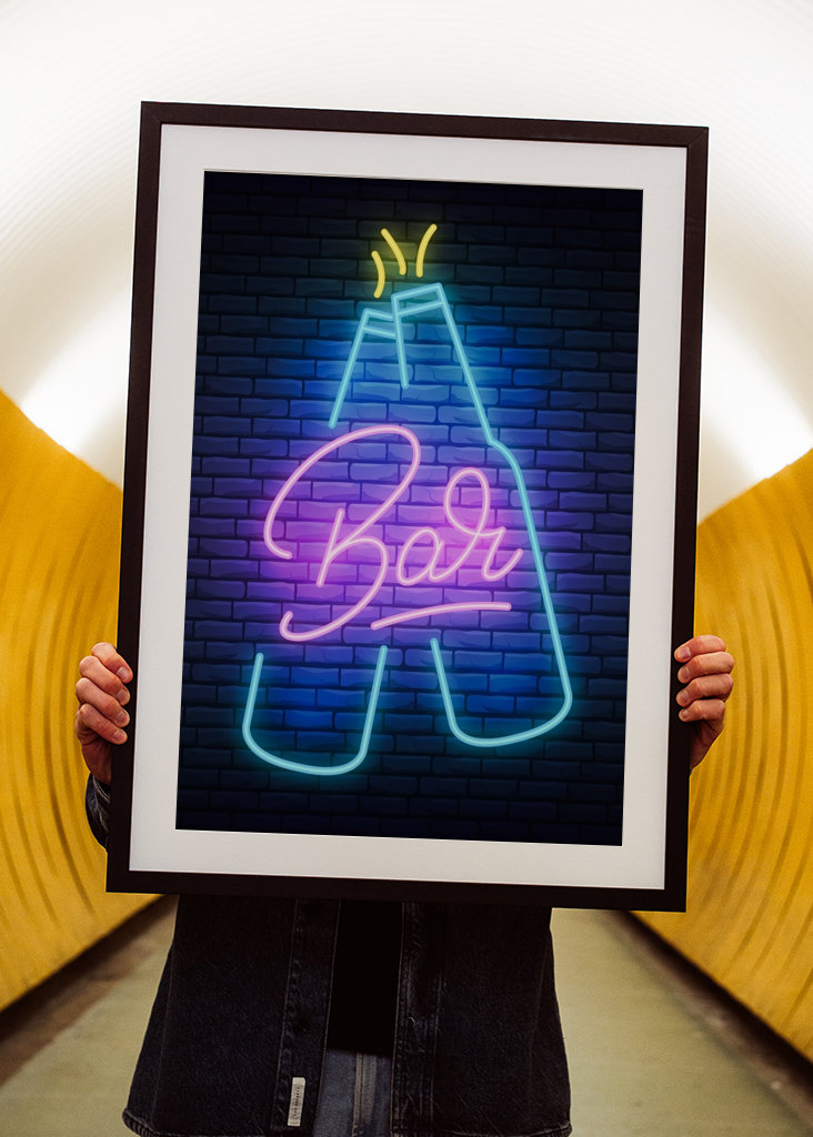 Neon Bier Bar Flaschen