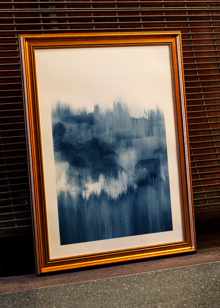 Pinselstriche aus blauem Aquarell