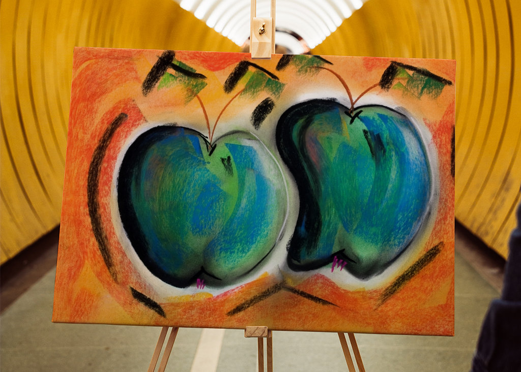 Two apples - pastel chalk 