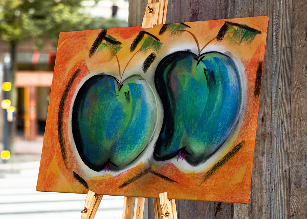 Two apples - pastel chalk 