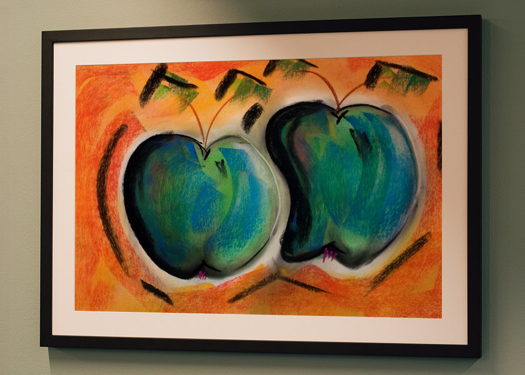 Two apples - pastel chalk 
