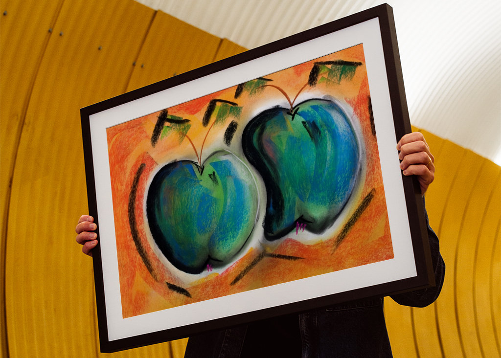 Two apples - pastel chalk 