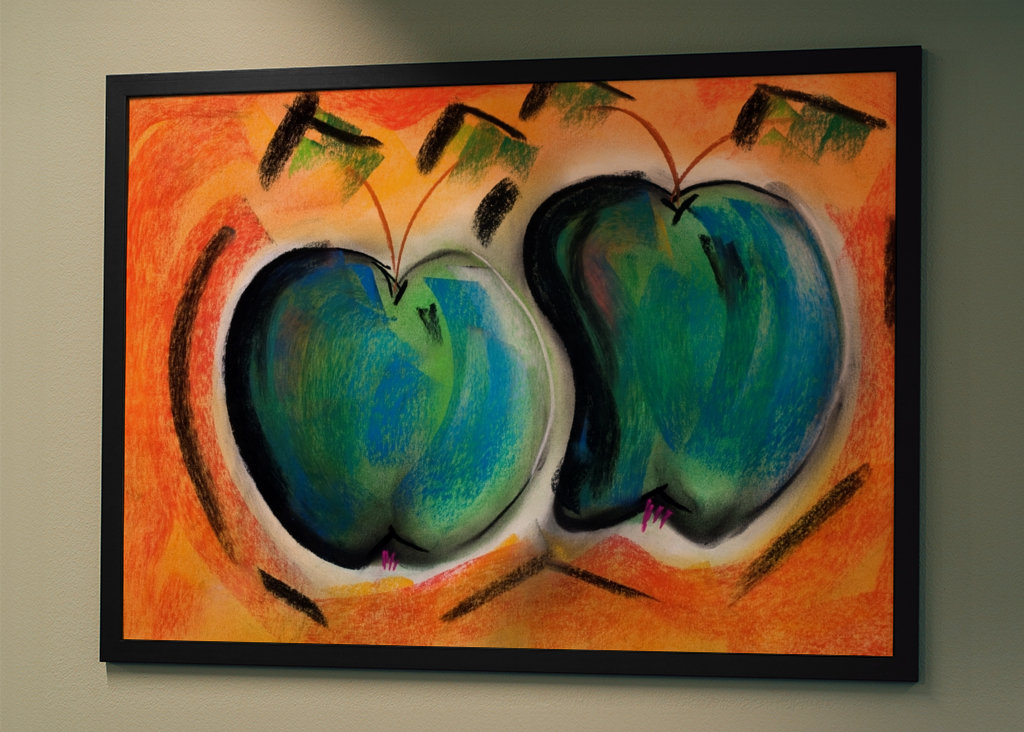 Two apples - pastel chalk 