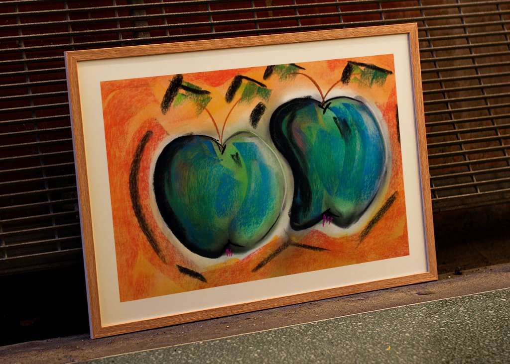 Two apples - pastel chalk 