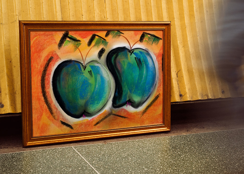 Two apples - pastel chalk 