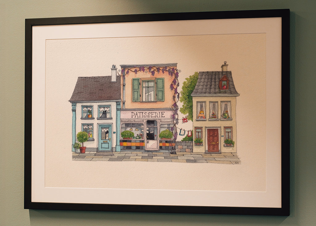 Rua francesa com pastelaria 