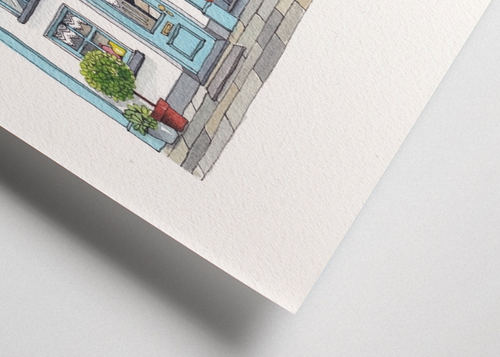 Rua francesa com pastelaria 