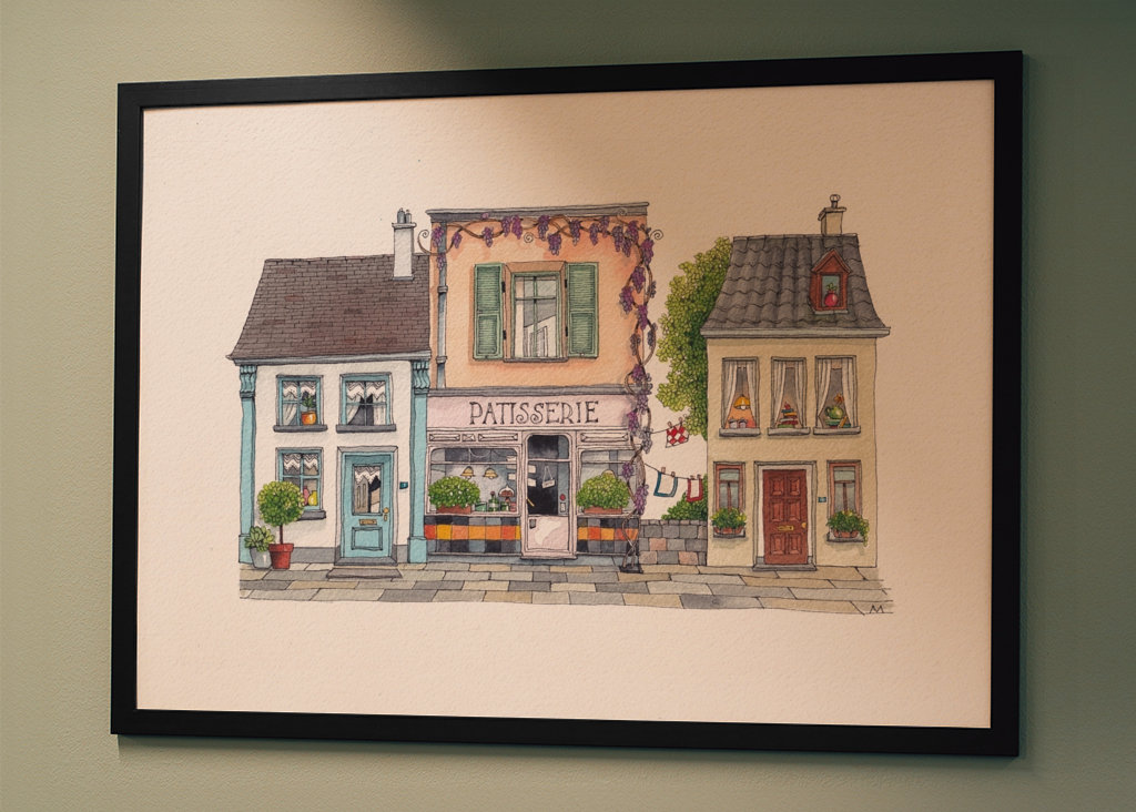 Rua francesa com pastelaria 