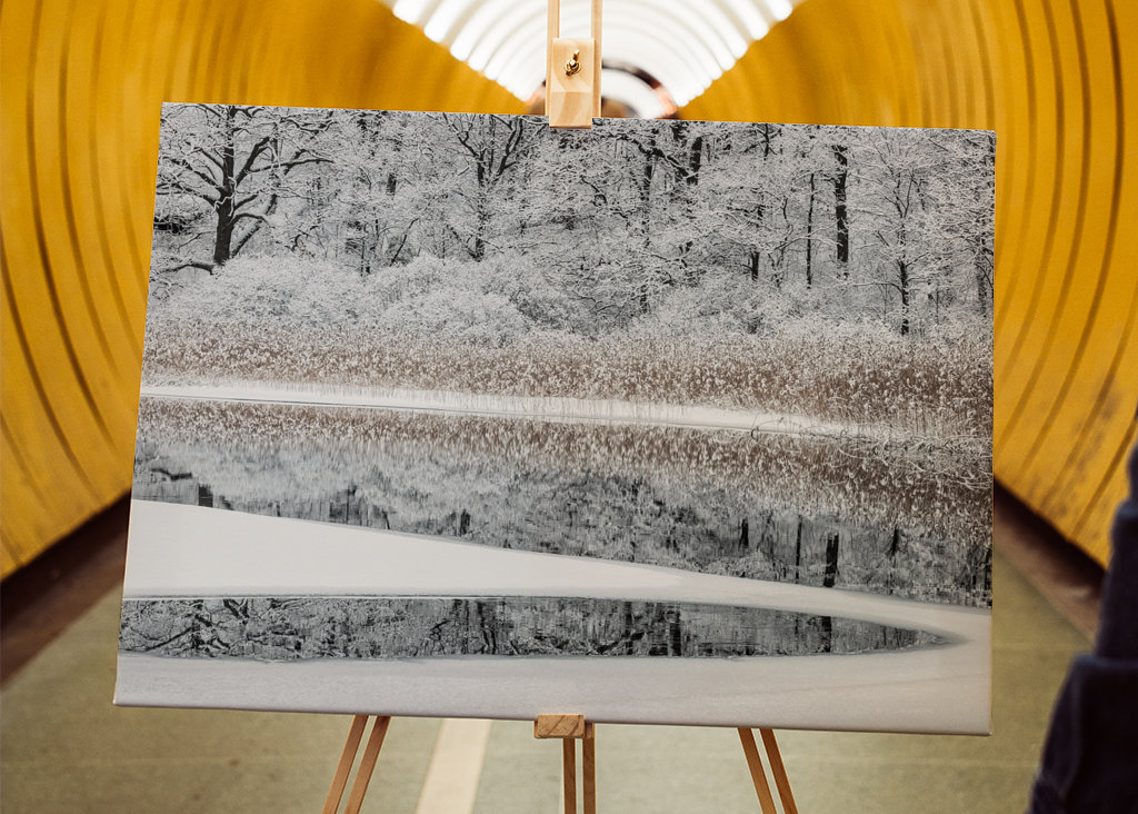 Reflexión invernal en el río Mölndal