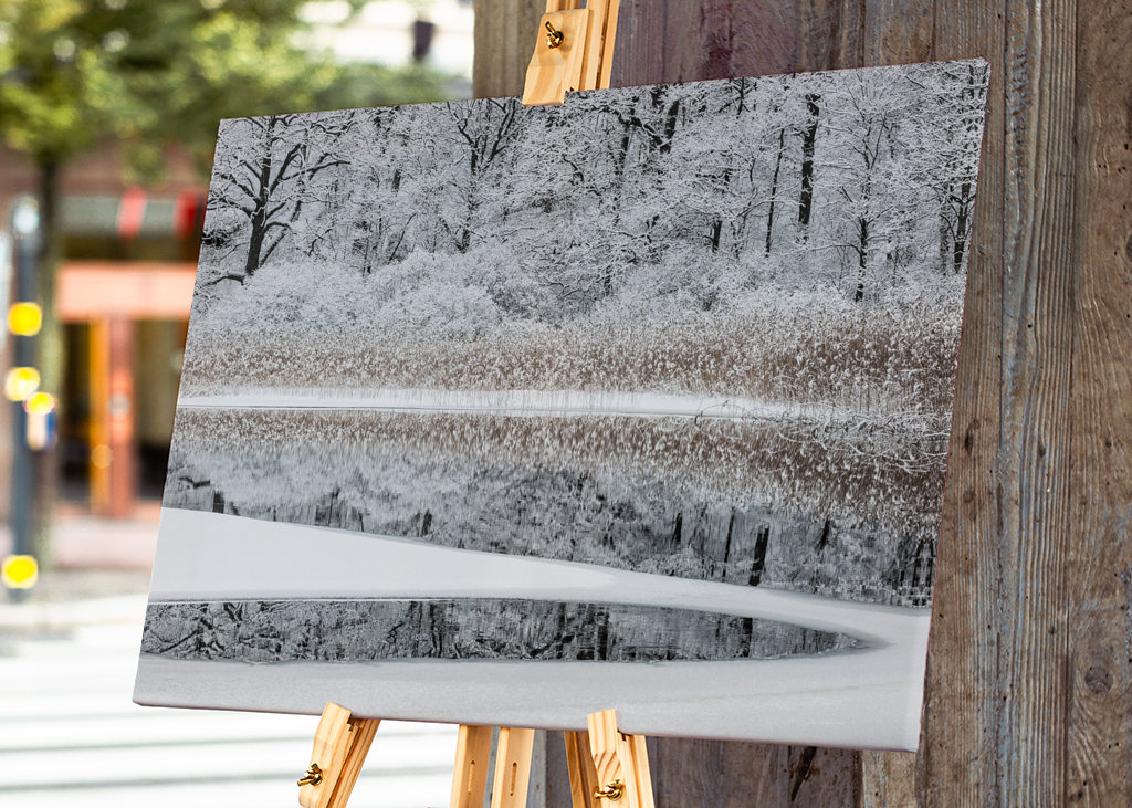 Reflexión invernal en el río Mölndal