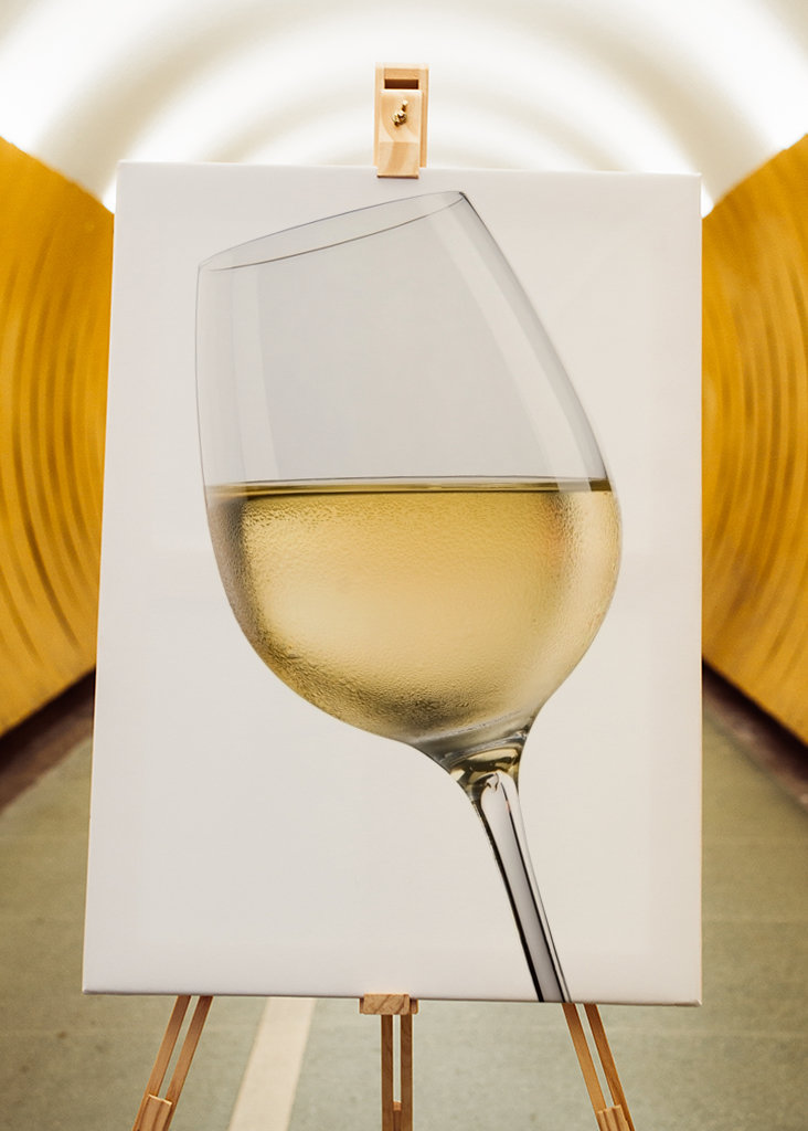 Wine glass with water drops