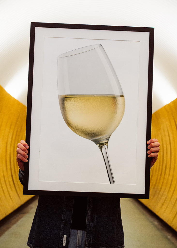 Wine glass with water drops