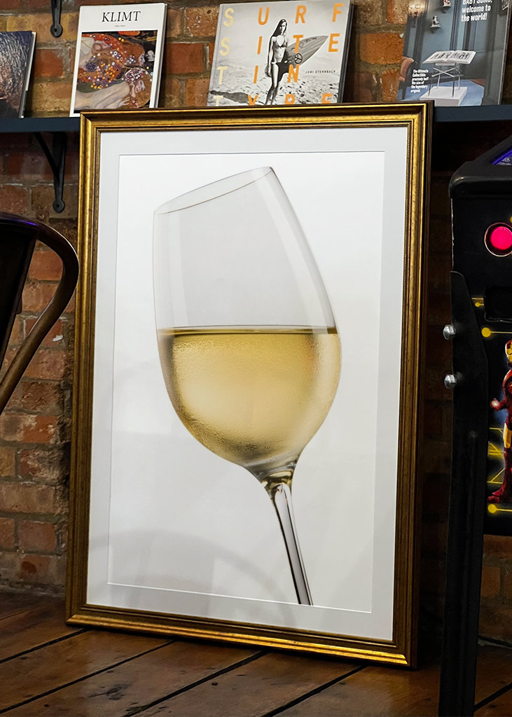 Wine glass with water drops