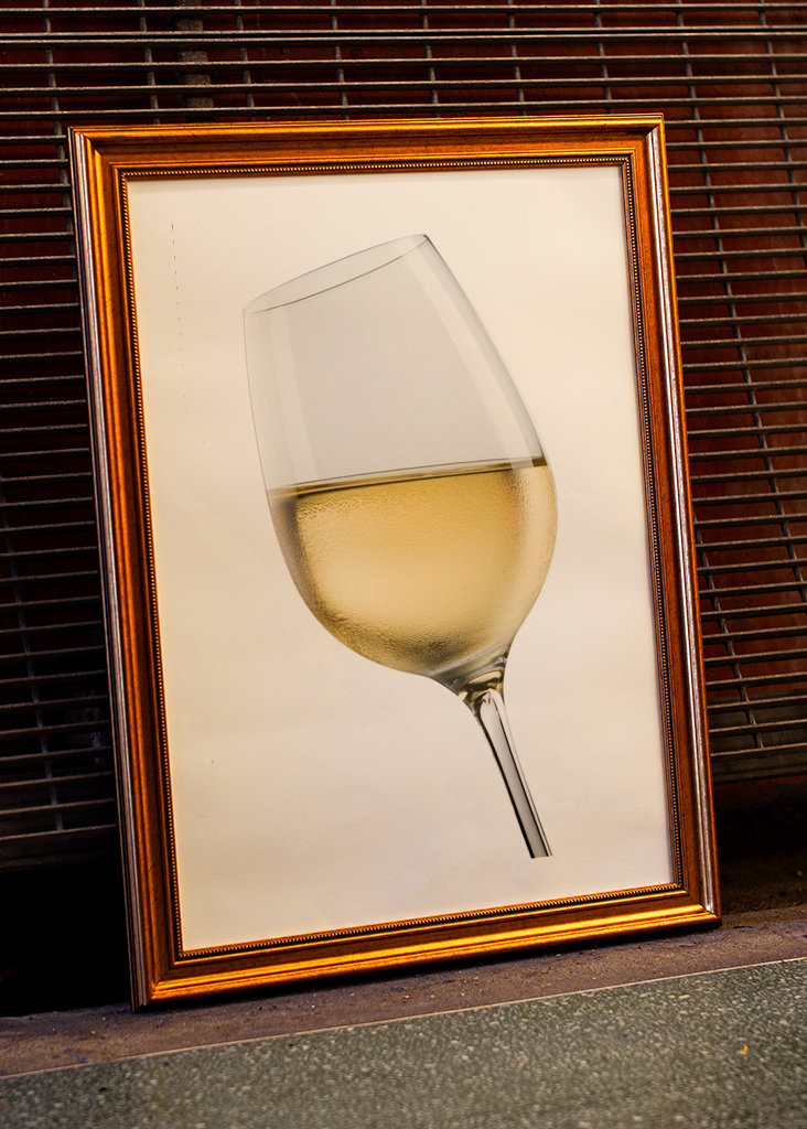 Wine glass with water drops