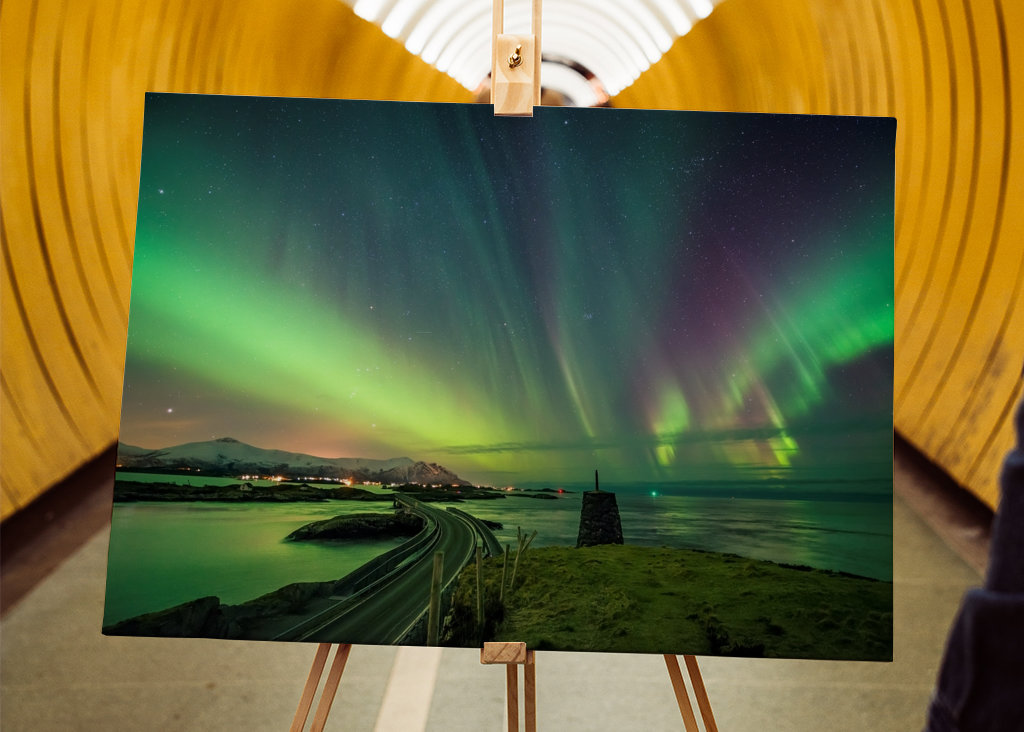 Atlantvägen med norrsken