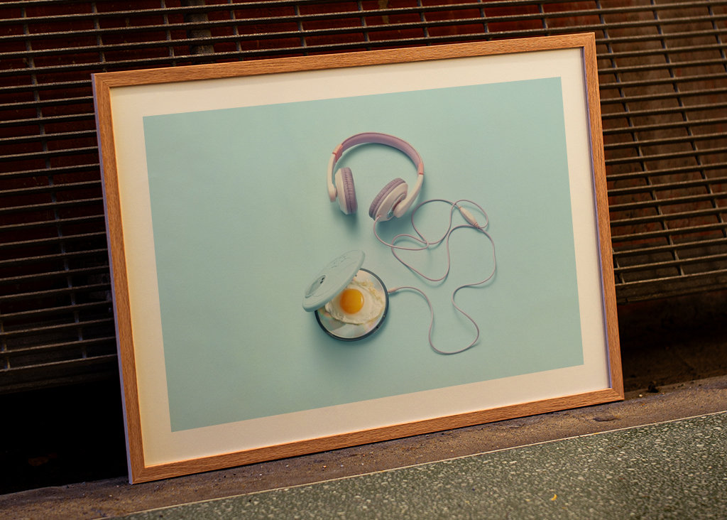 Leitor de CD com ovo frito 