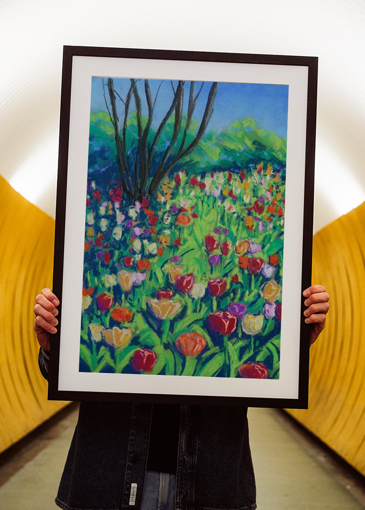 Prato di tulipani a Pasqua